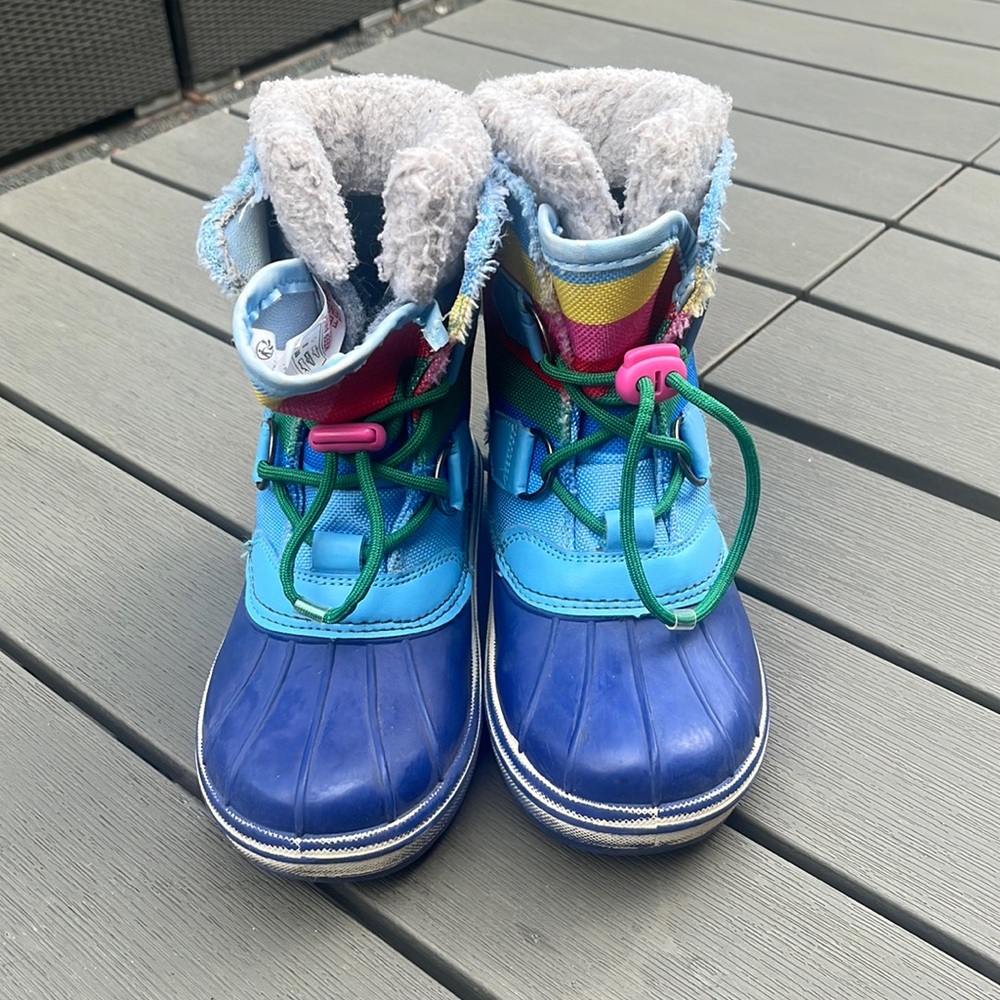 Boden winter boots - blue/rainbow size 31 feet length 7.4 inches.